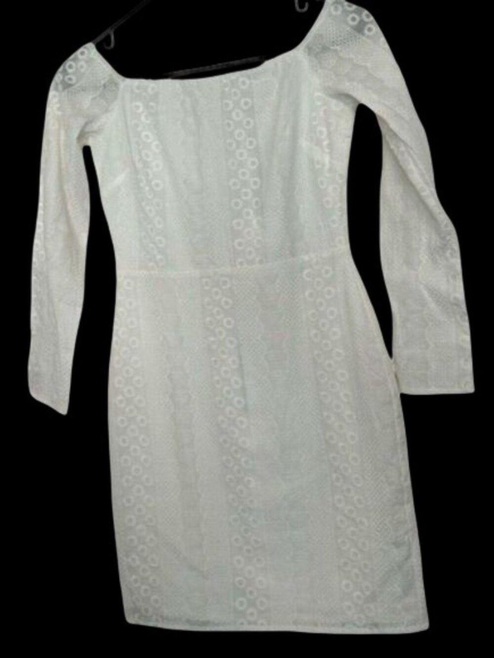 Eyelet flared sleeve midi-dress